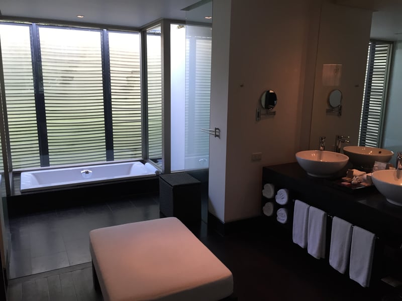 Une salle de bain spacieuse avec baignoire et douche à l'italienne